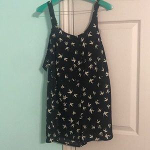 Charlotte Russe Tie Shoulder Bird Romper